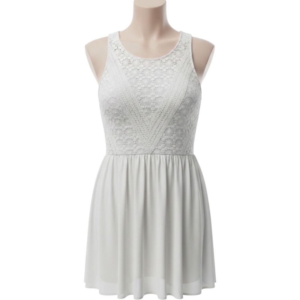 Esley White Lace Sleeveless Mini Dress Keyhole Back 59685D-K Mens Medium